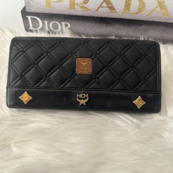 MCM Handbags - RARE Authentic MCM Quilted Leather Embellished Flap Continental Bifold Wallet
